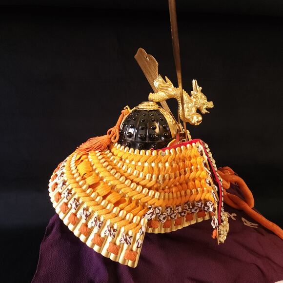 Vintage 1980s Japanese Samurai Kabuto Armor Helmet Dragon Deco Kabuto size 10.5" - Picture 9 of 16